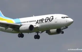 仙台空港RWY09に着陸するエアドゥのボーイング737-700