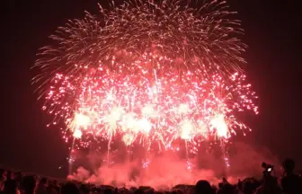 2013年 赤川花火大会 オープニング花火「夜空のアニメモンスター」