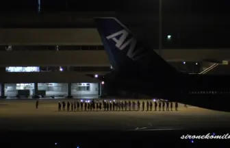 福島空港 全日本空輸 心の翼プロジェクト ボーイング747 卒業フライト 夜の離陸風景