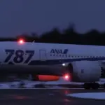 冬の秋田空港 全日本空輸 ボーイング787の離着陸
