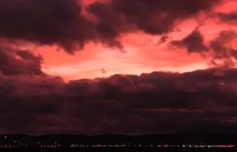 2013年台風18号 仙台空港 台風一過の夕焼け