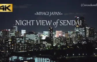 4K UHD 仙台市街地の美しい夜景を眺める仙台城址(青葉城跡)展望台