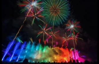 4K UHD 2017年 神明の花火大会 虹グラデーションが凄い！感動のフィナーレ